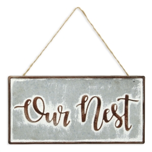 Eulalia Metal Rustic Hanging Wall Sign - &quotOur Nest&quot
