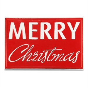 Nicholas Bright Red and White Metal &quotMerry Christmas&quot Sign