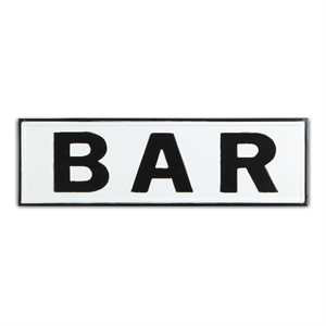 Rosalia Lacquer Style White & Black &quotBAR&quot Wall Sign