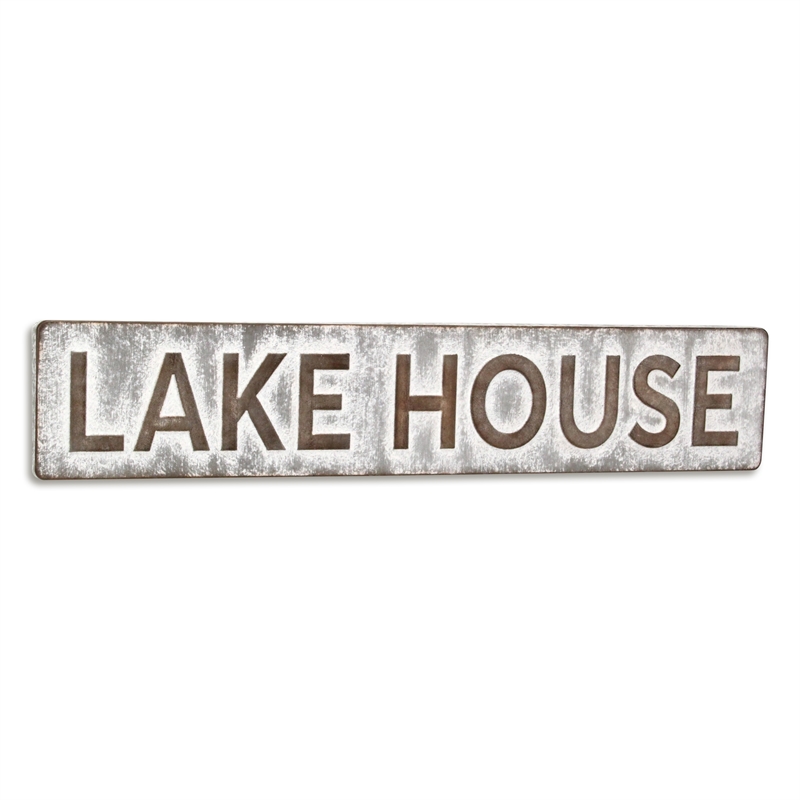 Roven Galvanized Lake House Sign - Large