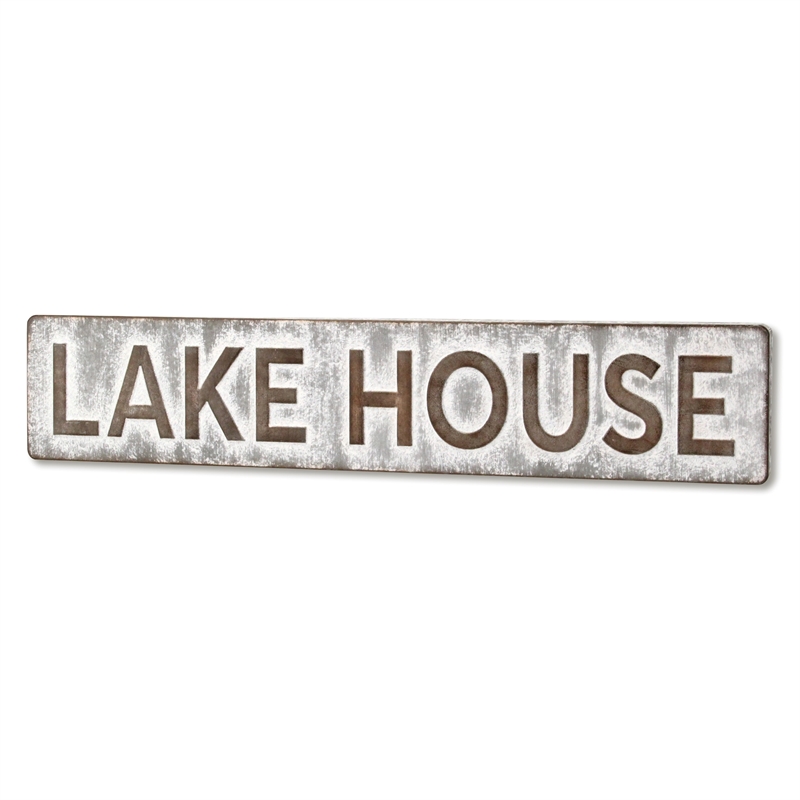 Roven Galvanized Lake House Sign - Large