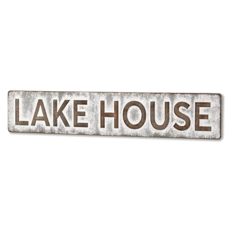 Roven Galvanized Lake House Sign - Large
