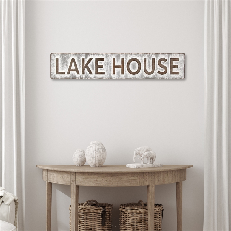 Roven Galvanized Lake House Sign - Large