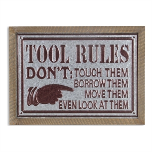Ronan Galvanized &quotTool Rules&quot Wall Sign