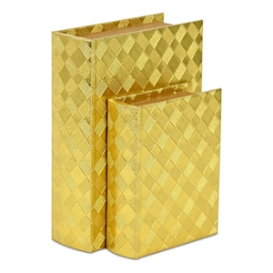 Zuleika Vinyl Diamond Checkered Pattern Book Box Set - Gold