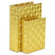 Zuleika Vinyl Diamond Checkered Pattern Book Box Set - Gold