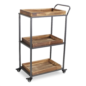 Elown 3 Tier Wheeled Wood Tray Cart