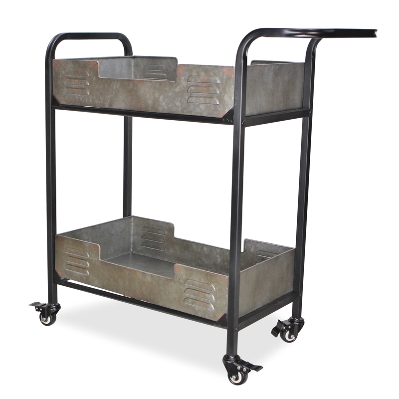 Evadne Metal Tray Bar Cart with Locking Wheels