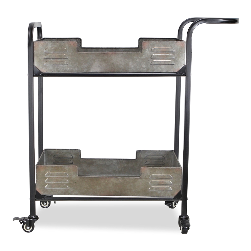 Evadne Metal Tray Bar Cart with Locking Wheels