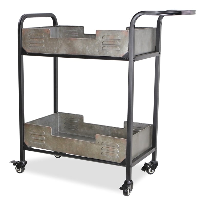 Evadne Metal Tray Bar Cart with Locking Wheels