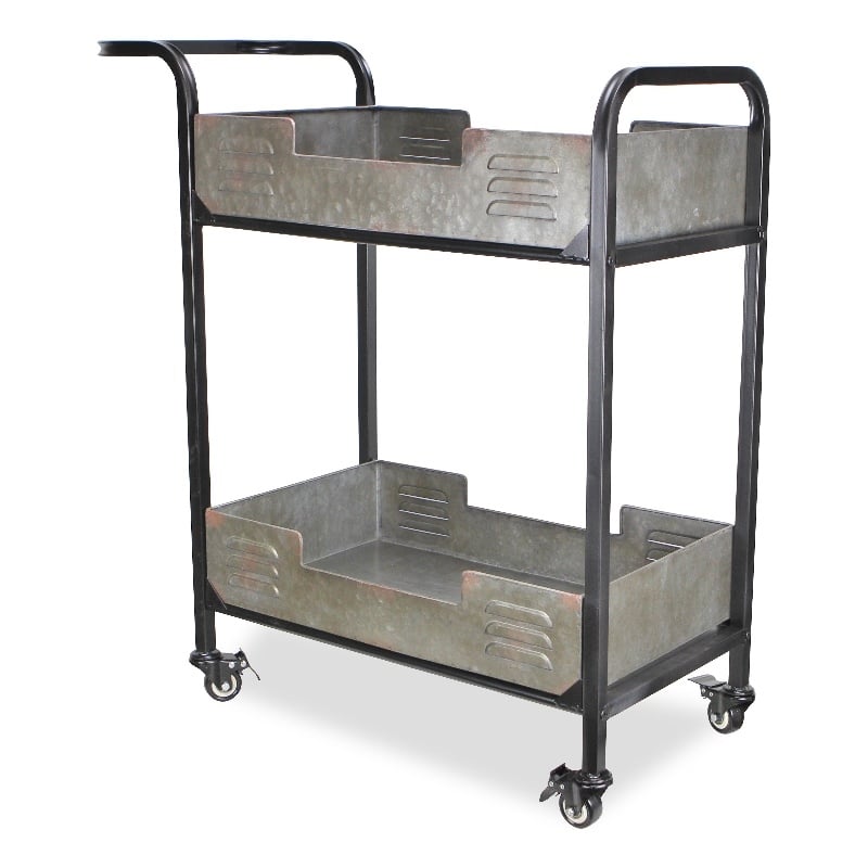 Evadne Metal Tray Bar Cart with Locking Wheels