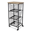 Kaelith 3 Drawer Wire & Wood Storage Cart