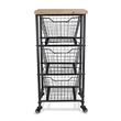 Kaelith 3 Drawer Wire & Wood Storage Cart