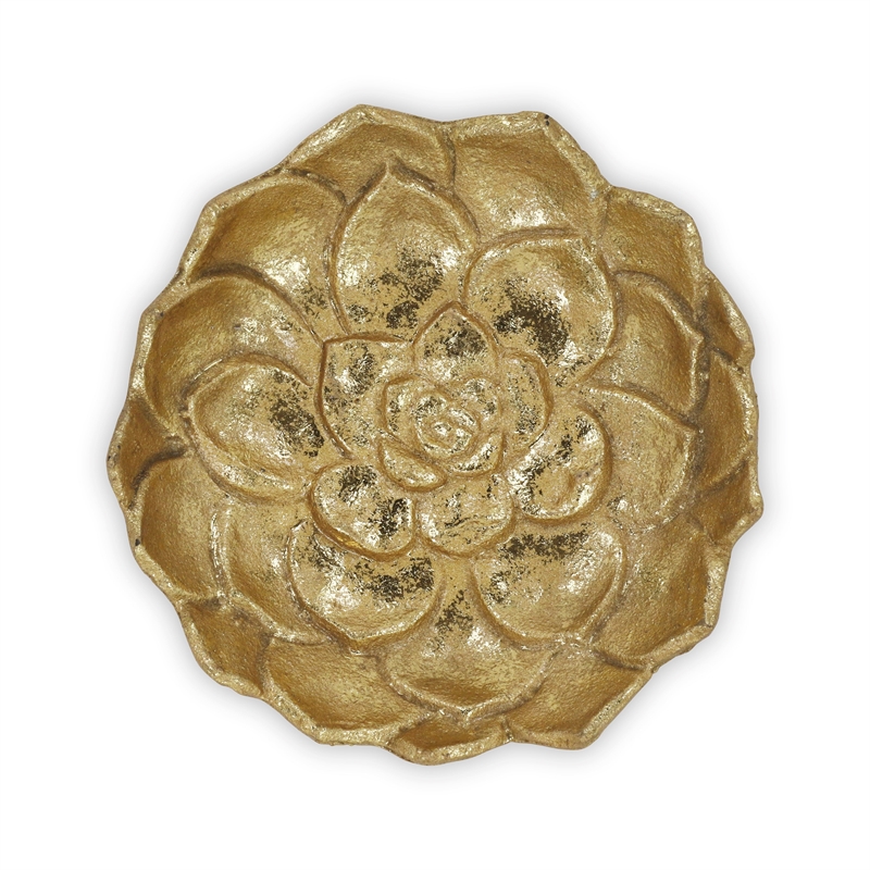 Ellis Cast Iron Gold Finish Table Decor - Lotus - Large