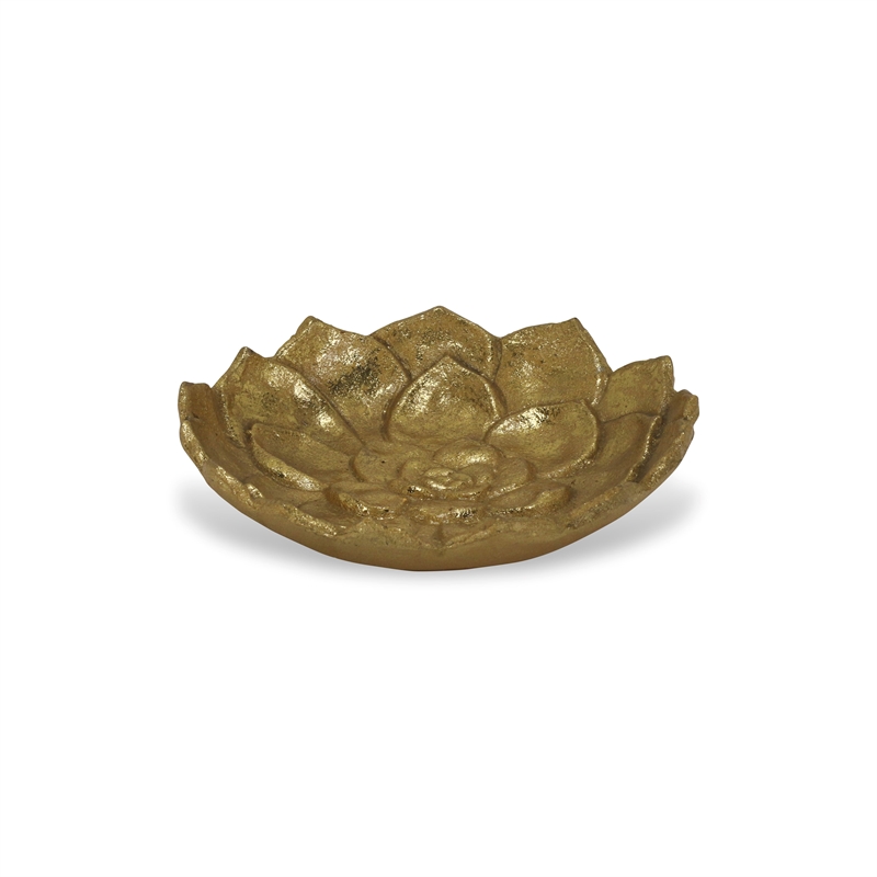 Ellis Cast Iron Gold Finish Table Decor - Lotus - Large