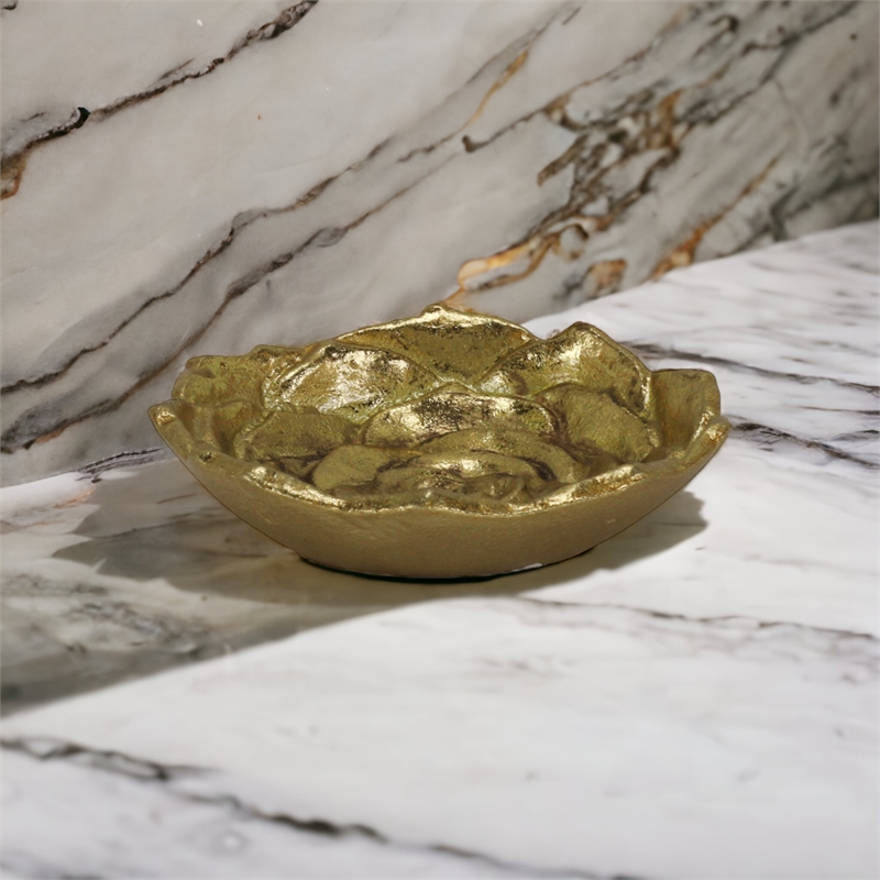 Ellis Cast Iron Gold Finish Table Decor - Lotus - Small