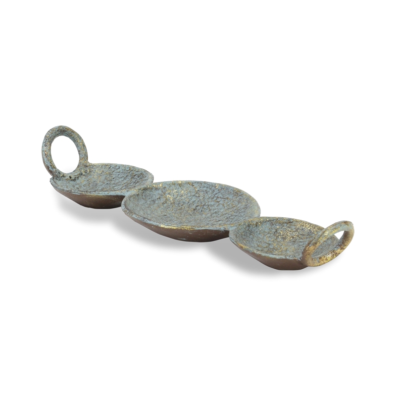 Arlo Cast Iron Brushed Gold-Blue Catchall Dish