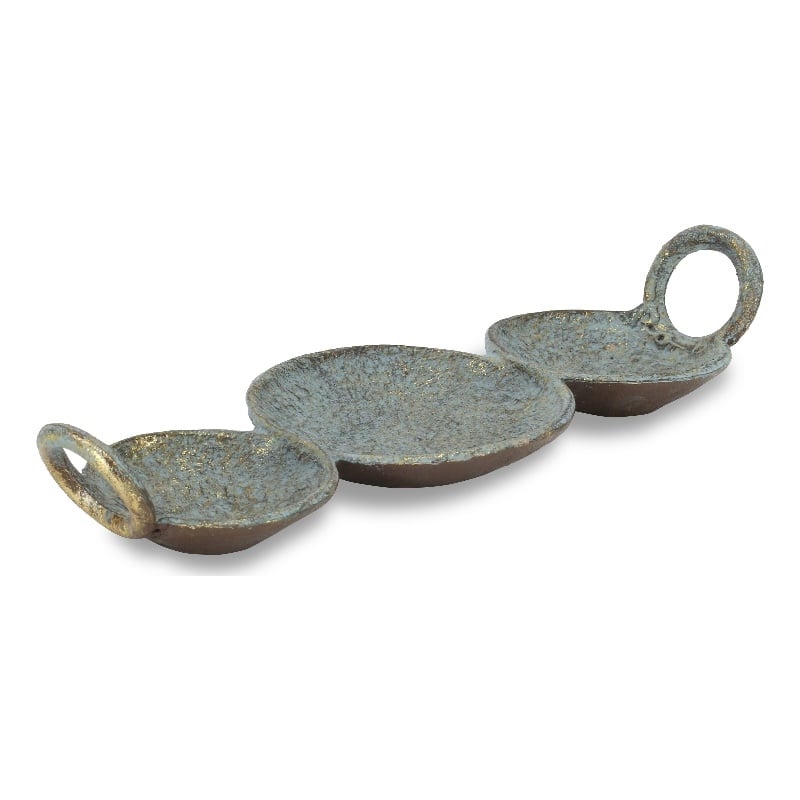 Arlo Cast Iron Brushed Gold-Blue Catchall Dish