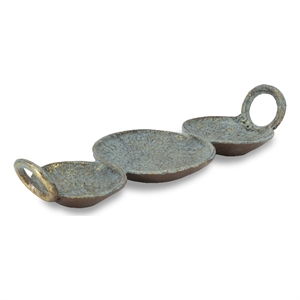 Arlo Cast Iron Brushed Gold-Blue Catchall Dish