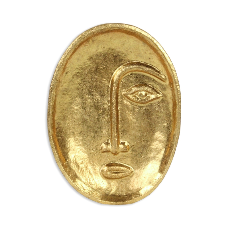 Roven Cara Golden Cast Iron Abstract Face Dish