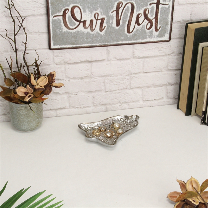 Christmas Bell Cast Silver Gold Catchall Dish