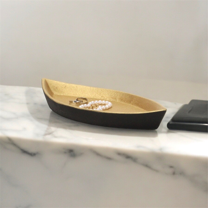 Saoirse Black & Gold Cast Iron Boat Dish