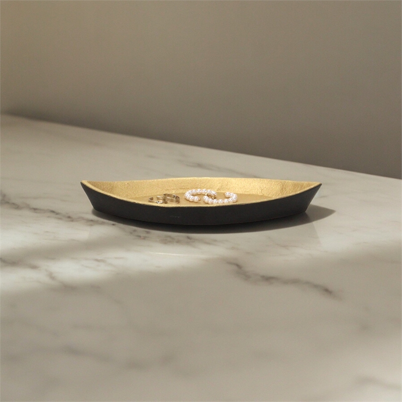 Saoirse Black & Gold Cast Iron Boat Dish