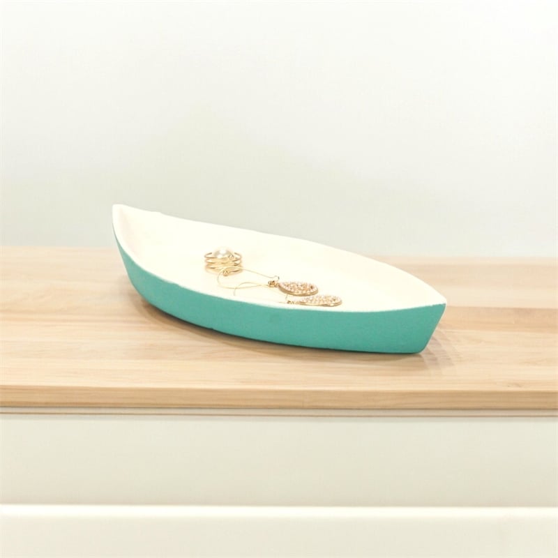 Saoirse Teal & White Cast Iron Boat Dish
