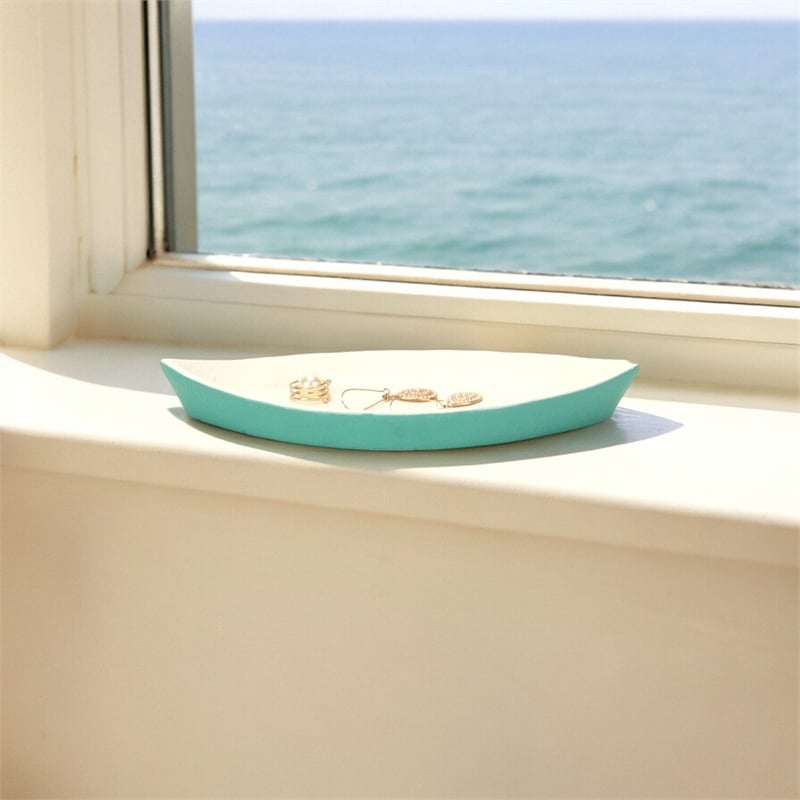 Saoirse Teal & White Cast Iron Boat Dish