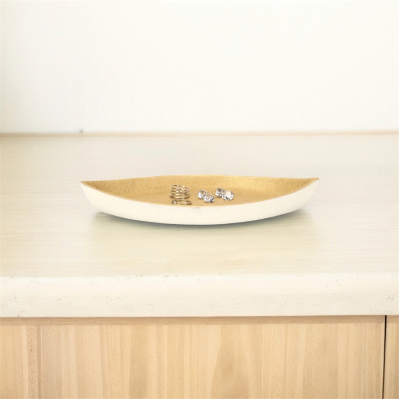 Saoirse White & Gold Cast Iron Boat Dish