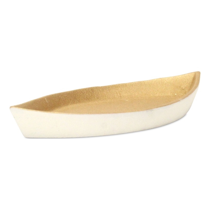 Saoirse White & Gold Cast Iron Boat Dish