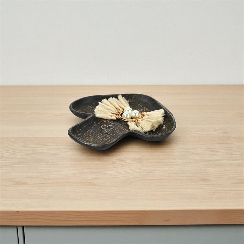Cressida 7 Inch Cast Iron Mushroom Catchall Dish - Black
