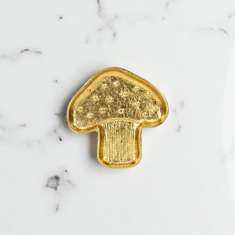 Cressida 7 Inch Cast Iron Mushroom Catchall Dish - Gold
