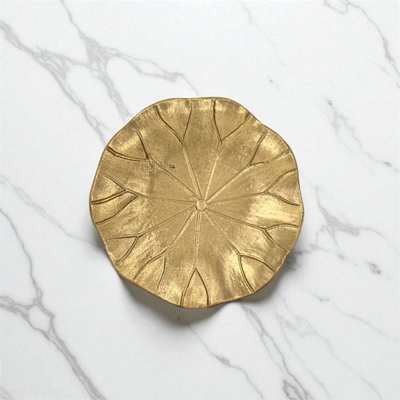 Hypatia 5.75 Inch Cast Iron Lily Pad Catchall Tray - Gold