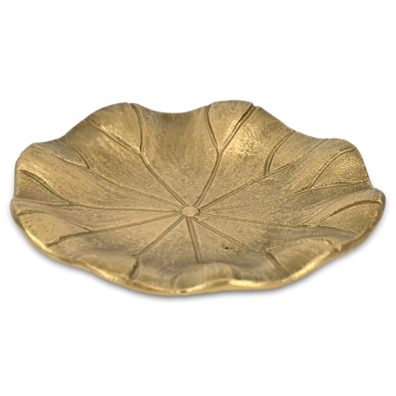 Hypatia 5.75 Inch Cast Iron Lily Pad Catchall Tray - Gold