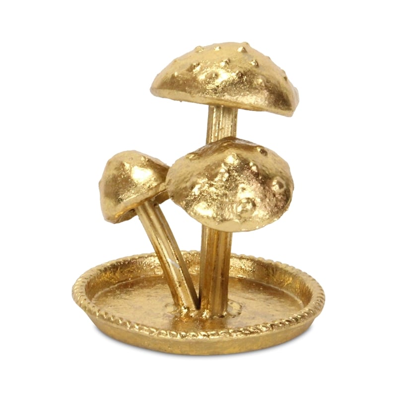 Hareton Cast Iron Golden Forest Fungi Trio Table Decor