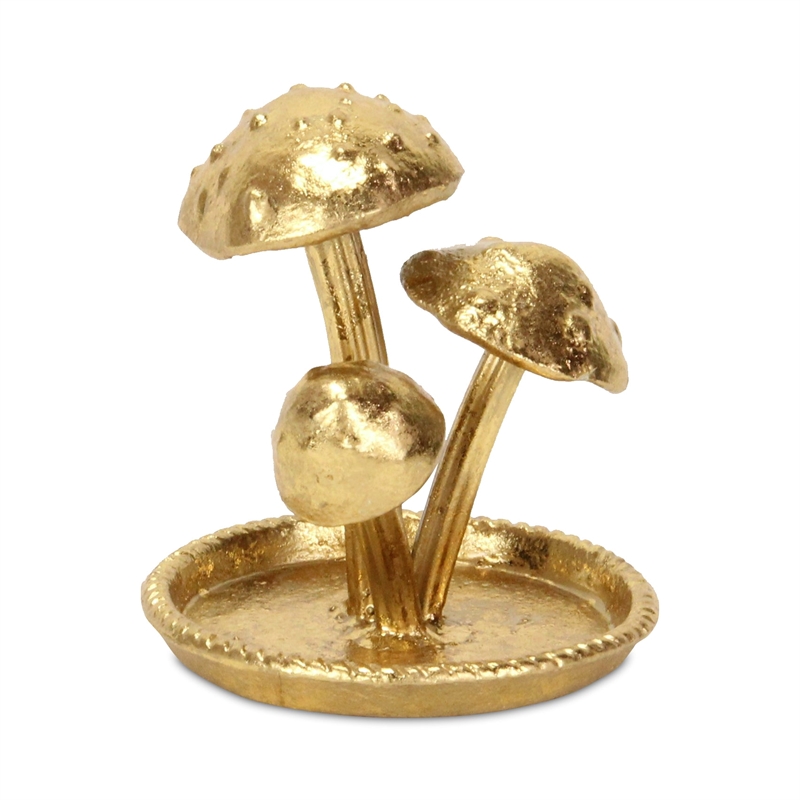 Hareton Cast Iron Golden Forest Fungi Trio Table Decor