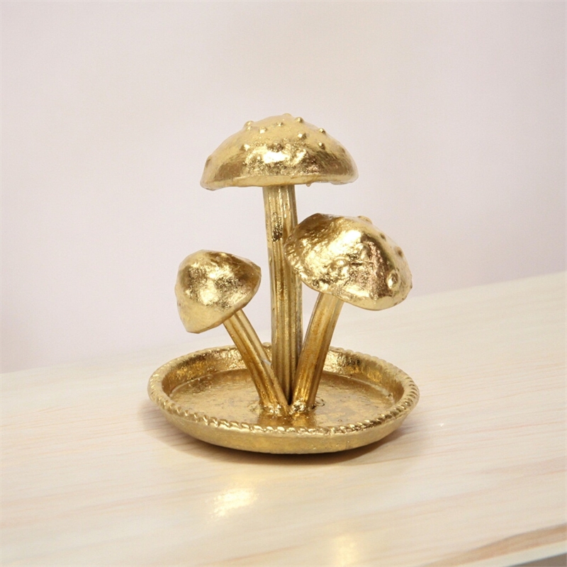 Hareton Cast Iron Golden Forest Fungi Trio Table Decor