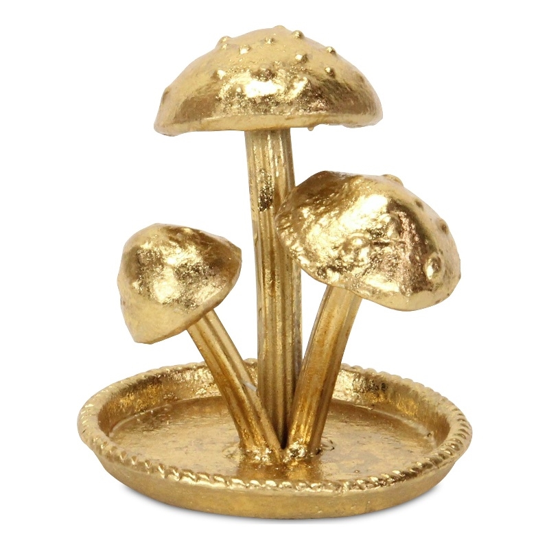 Hareton Cast Iron Golden Forest Fungi Trio Table Decor