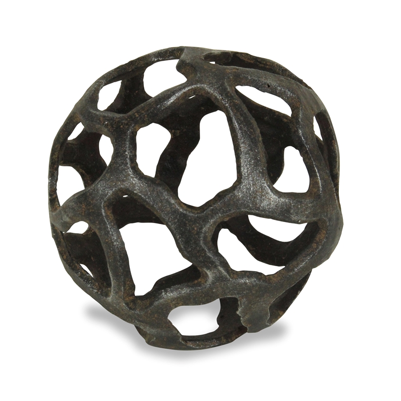 Oleta Cast Iron Abstract Natural Finish Orb - Large