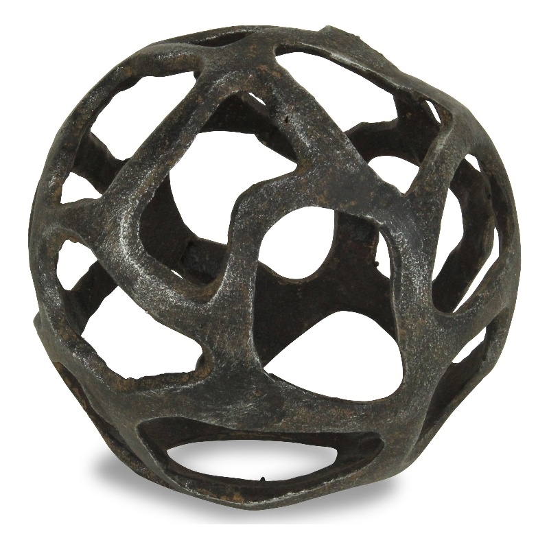 Oleta Cast Iron Abstract Natural Finish Orb - Large