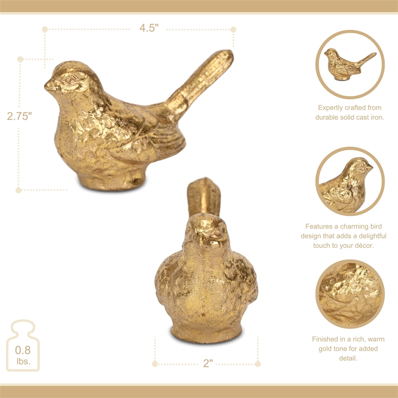 Verdor Golden Swallow Bird Cast Iron Decor