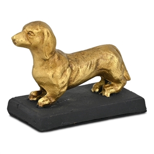 Motley 5 Inch Cast Iron Dachshund Dog Figurine - Gold