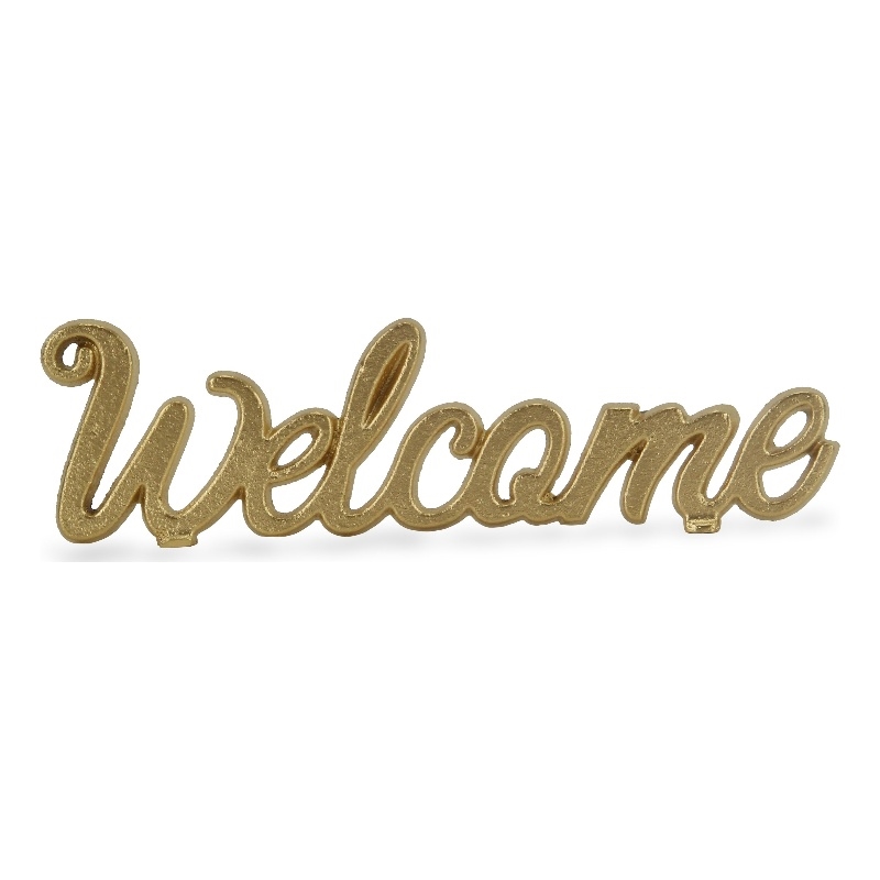 Ingrid Elegant Cast Iron Gold Table Decor - Welcome