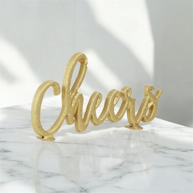 Steffen Cast Iron Cheers Table Decor - Gold