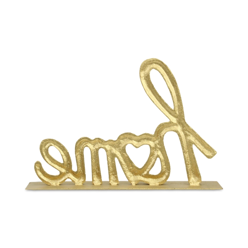 Roven Cast Iron Calligraphic Home Table Decor - Gold
