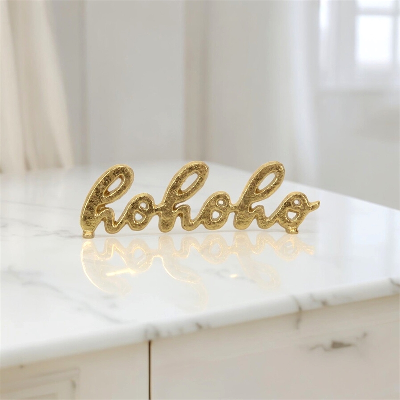 Clara hohoho Gold Cast Iron Table Sign