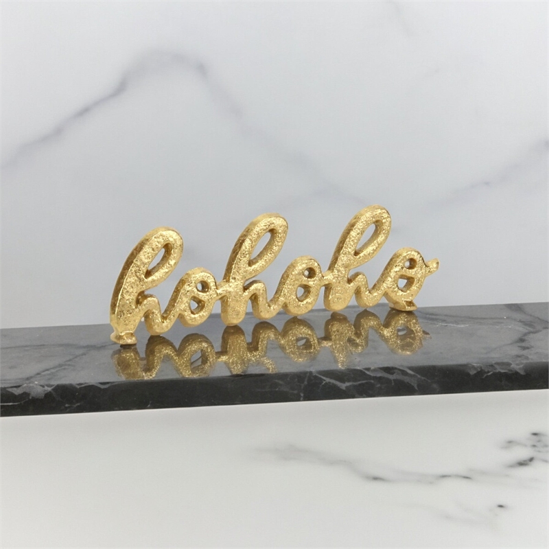 Clara hohoho Gold Cast Iron Table Sign