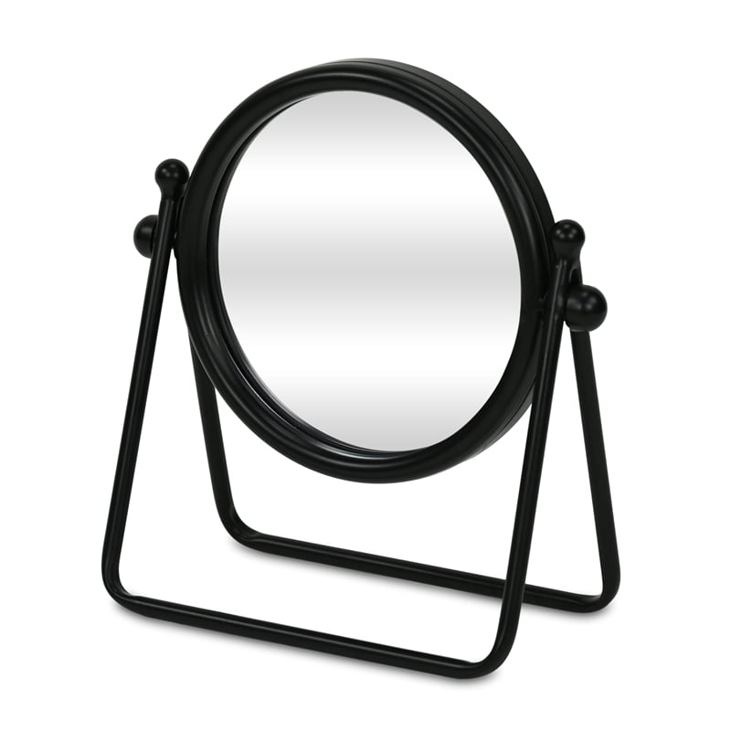 Clarimond 7 Inch Round Swivel Metal Table Mirror - Black