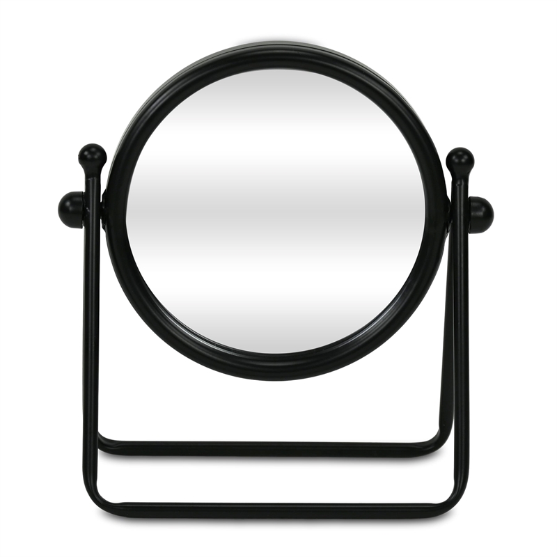 Clarimond 7 Inch Round Swivel Metal Table Mirror - Black